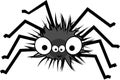 Funny big-eyed cartoon shaggy black spider